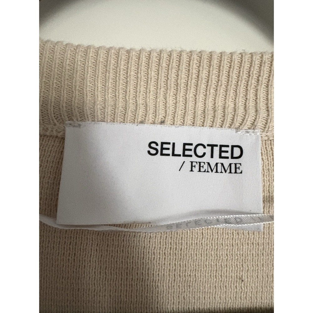 Selected Femme Striped Cardigan XS Beige Black Button Front Organic Cotton - Picture 4 of 9